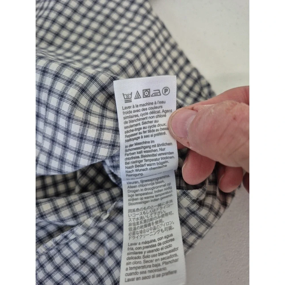 J Crew Shirt Mens Large Gray Gingham‎ Check Slim Stretch Secret Wash Shirting